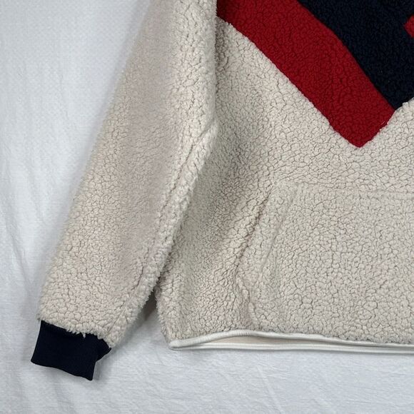 Tommy Hilfiger Sport Sherpa Fleece Pullover Women’s L White Red Navy Colorblock - Picture 5 of 11